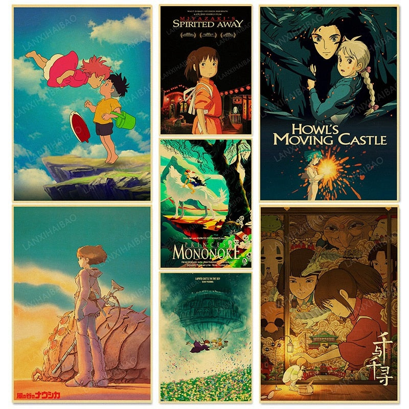 Studio Ghibli Characters Poster Anime Movie High Quality Canvas