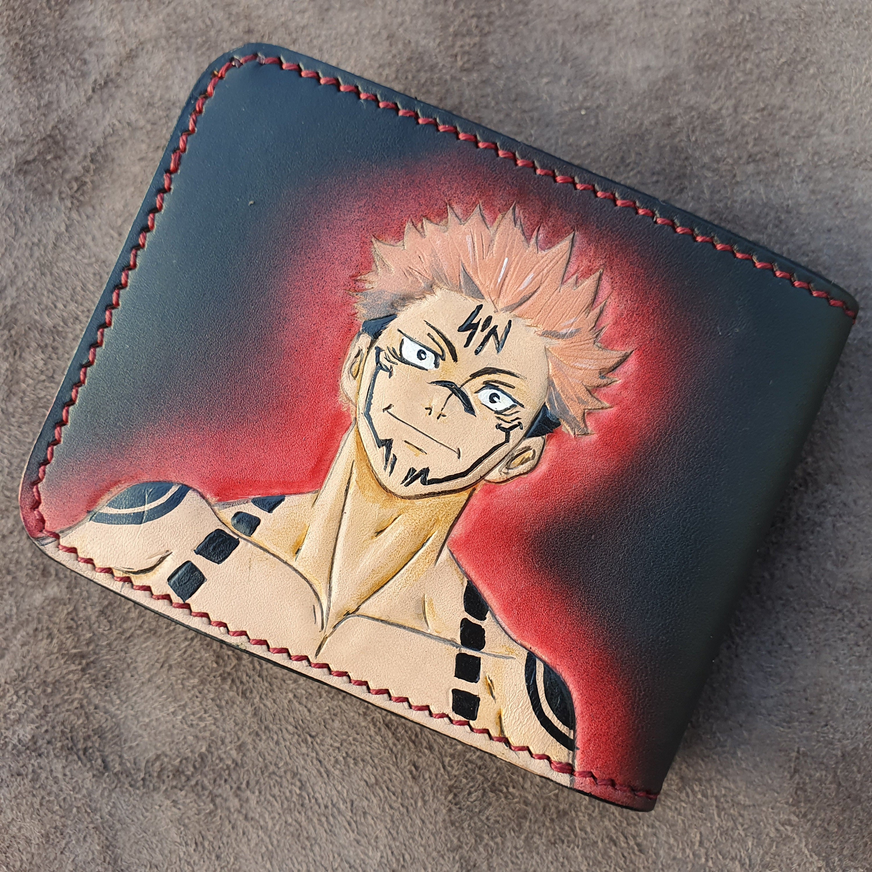 Amazon.com: yushe Anime Wallet Slim Front Pocket Short Pattern PU Purse  Bifold Card Holder For Men Students (#2 Red cloud) : Clothing, Shoes &  Jewelry