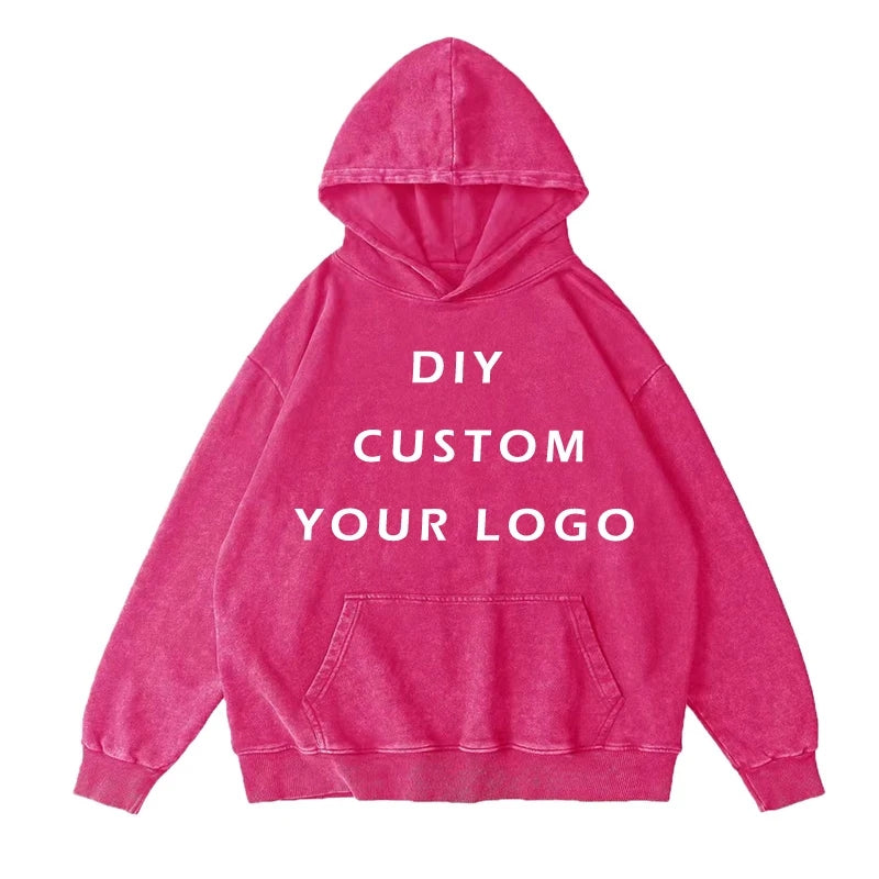 Custom Washed Design Anime Hoodie Pink