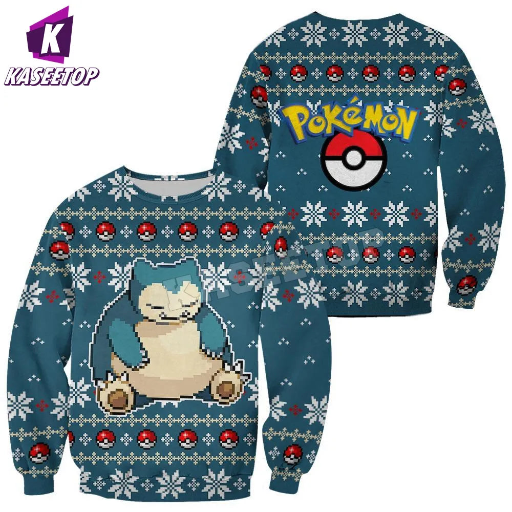 Snorlax Christmas Ugly Sweater Blue