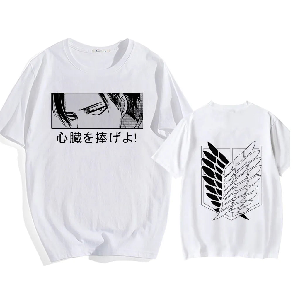 Anime Attack on Titan Emblem Print T Shirt White