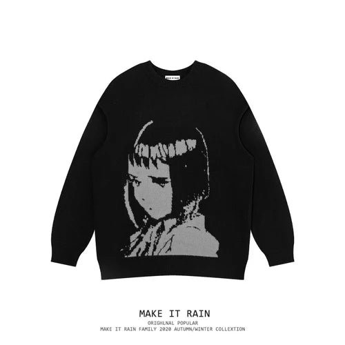 Japanese Design Pullover Sweater black