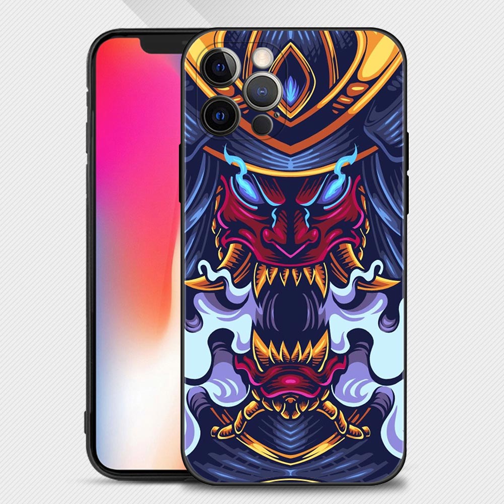 Samurai Oni Mask Phone Case For iPhone Style 2