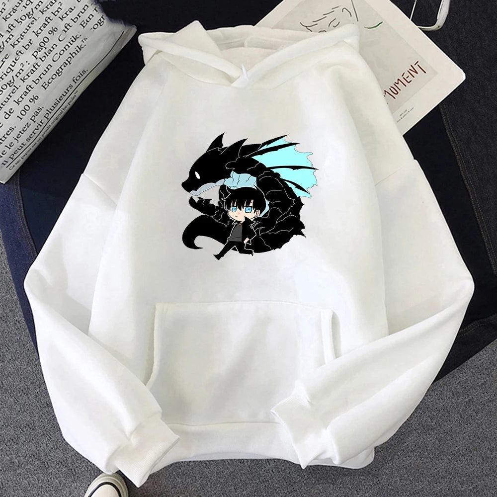 Solo Leveling Print Hoodie white