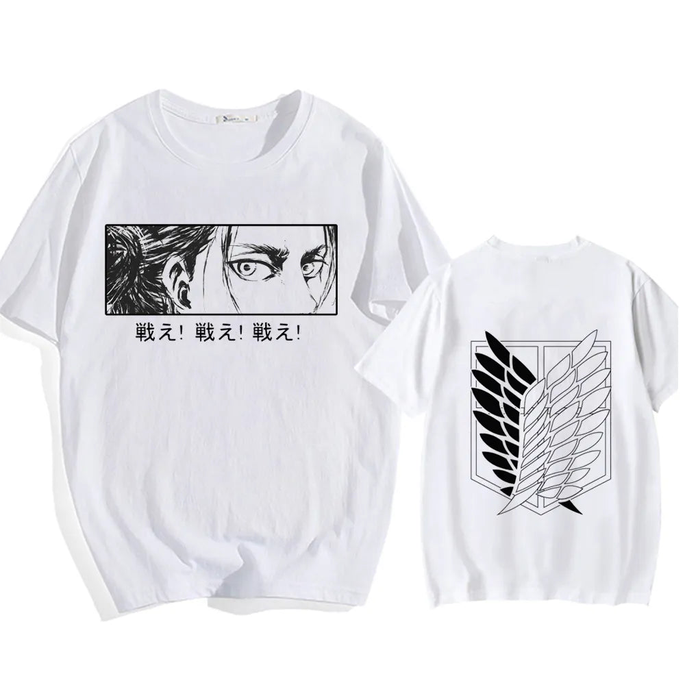 Anime Attack on Titan Emblem Print T Shirt White5