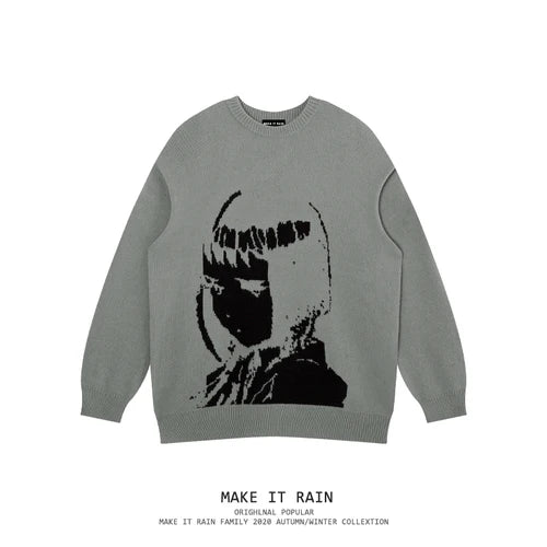 Japanese Design Pullover Sweater Gray