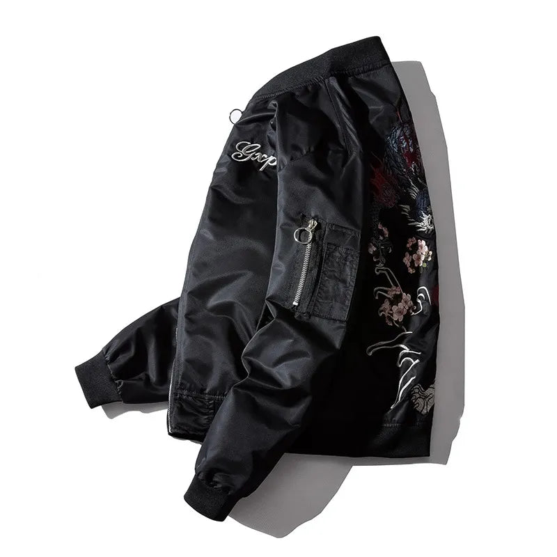 Dragon Tiger Embroidery Bomber Jacket