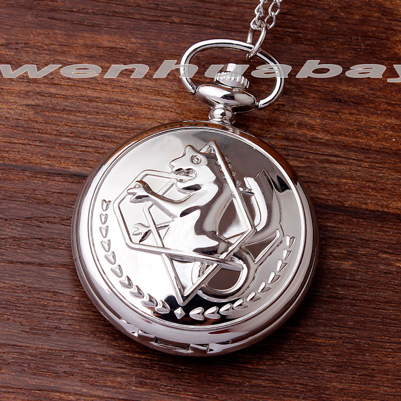 Quantity Fullmetal Alchemist Pocket Watch With Chain Box Cosplay Necklace Pandant Anime Merch--Bronze