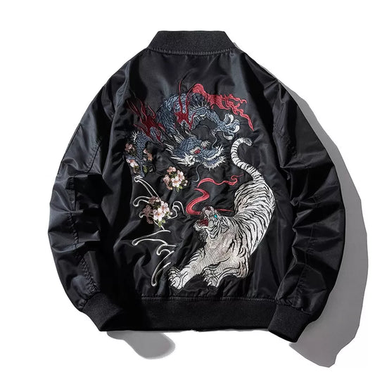 Dragon Tiger Embroidery Bomber Jacket Style 2