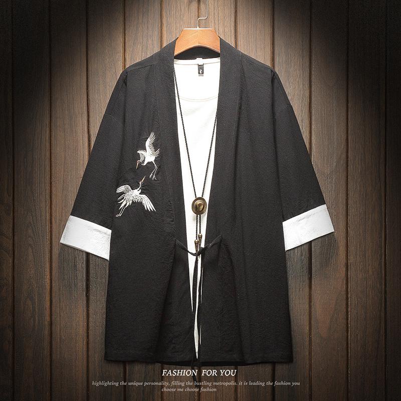 Japanese Dragon Embroidered Kimono Shirt Black Kimono Shirt 1