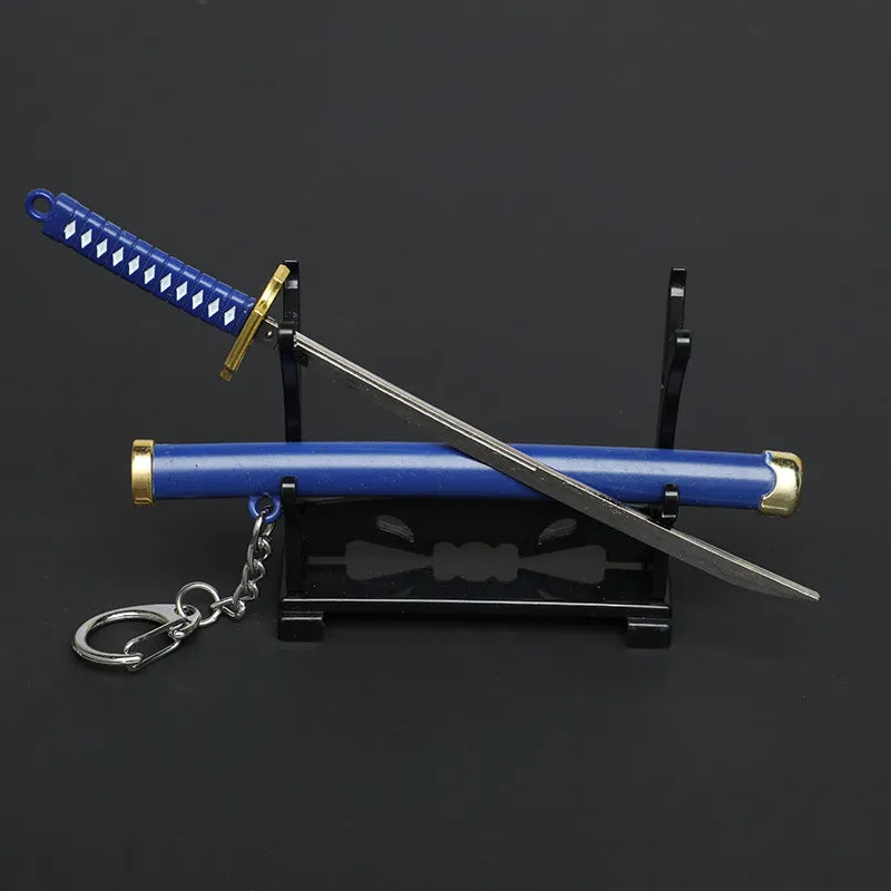 7 Styles Roronoa Zoro katana Keychain Blue With Holder
