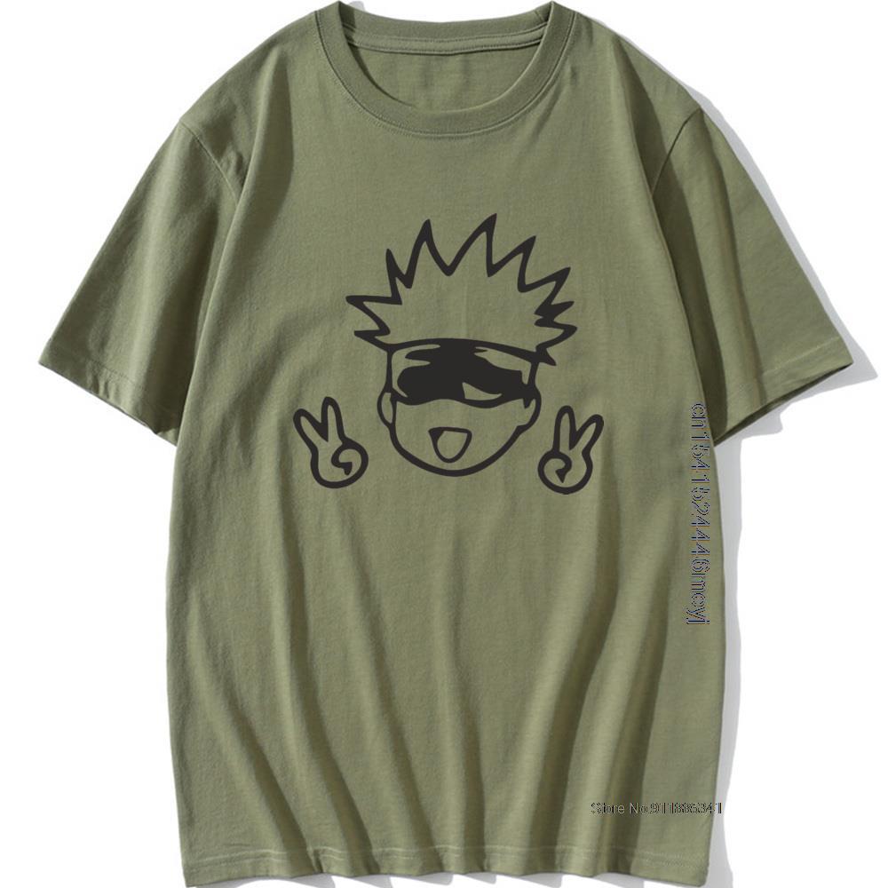 Jujutsu Kaisen Gojo Satoru Print T Shirt Army Green