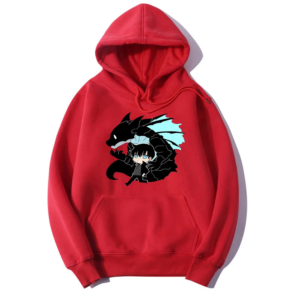 Solo Leveling Print Hoodie red