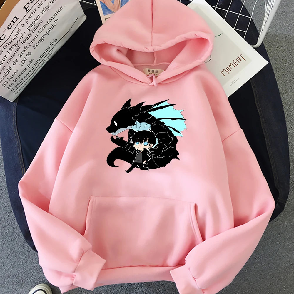 Solo Leveling Print Hoodie pink