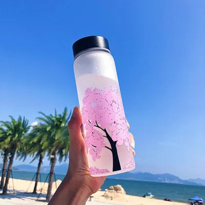 Color Changing Cherry Blossom Glass Anime Tumbler PINK 500ml