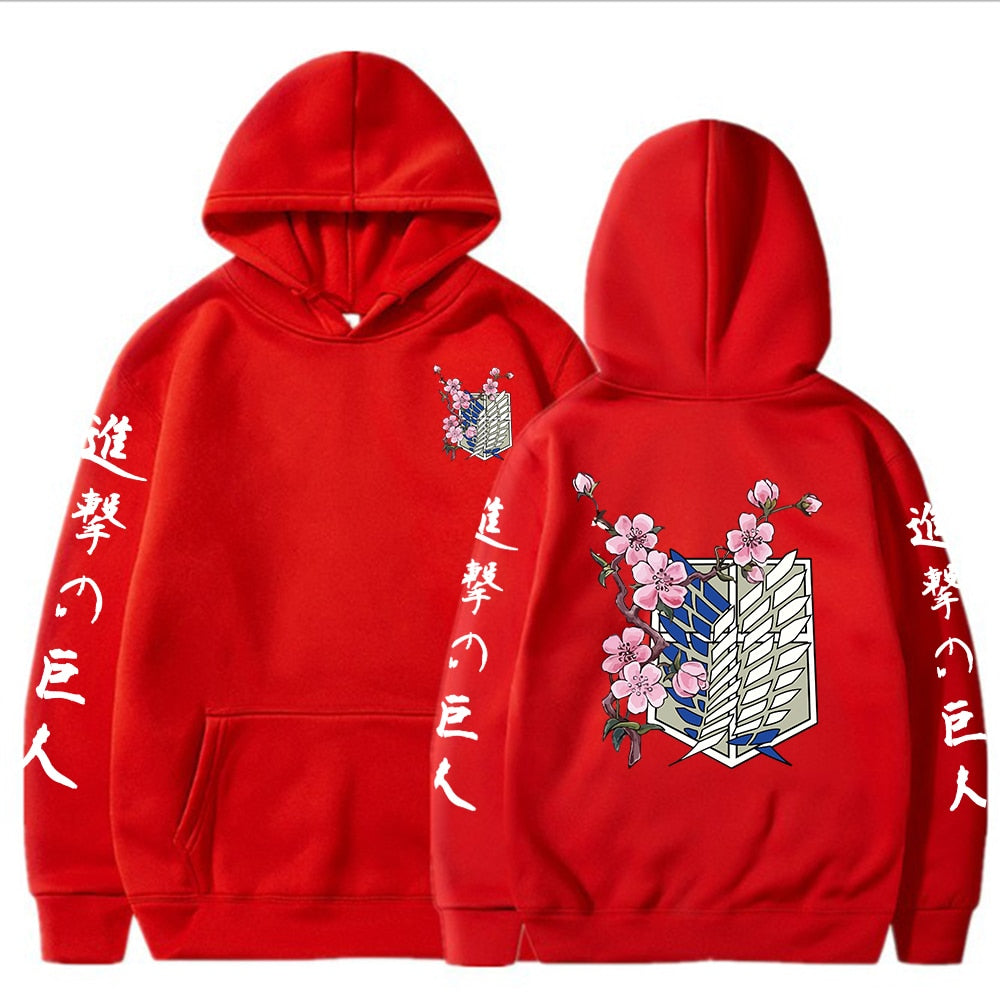 Attack on Titan Anime Printed Hoodie Red