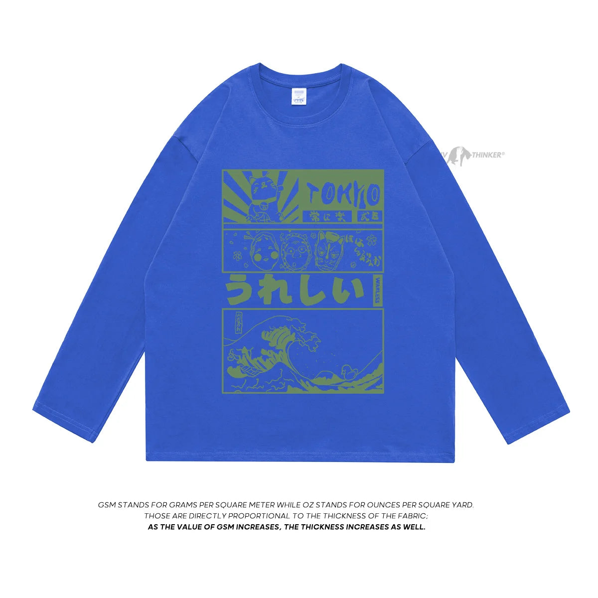 Japanese Graphic Long Sleeve T-shirt RoyalBlue