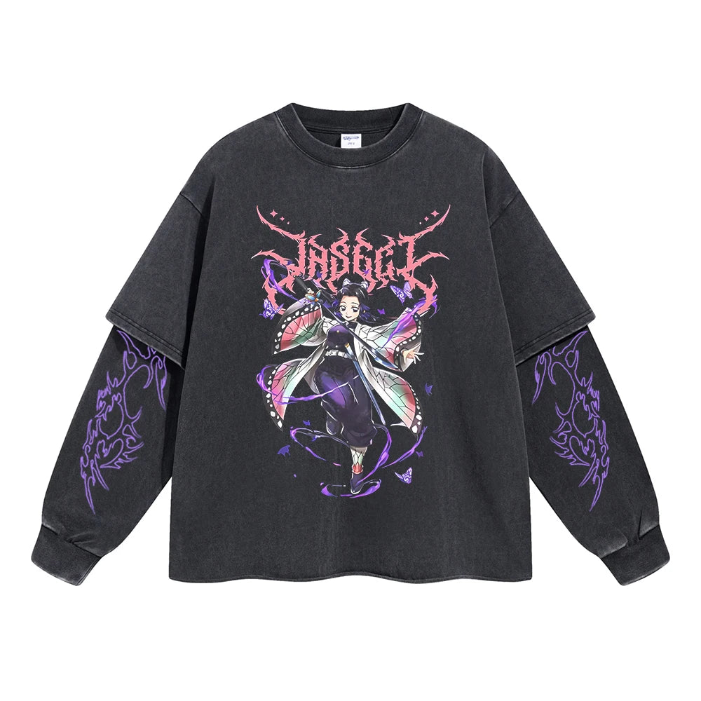 Kimetsu no Yaiba Anime Double Layer Sweatshirt Black 18