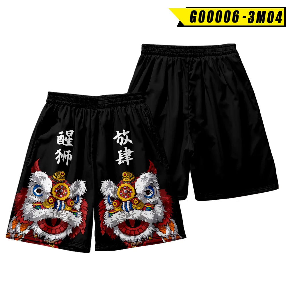 Japanese Style Fox Print Shorts Style 1