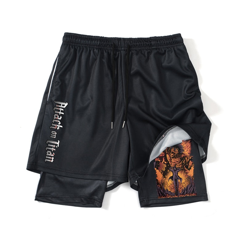 Attack on Titan Gym double layered Shorts Black7