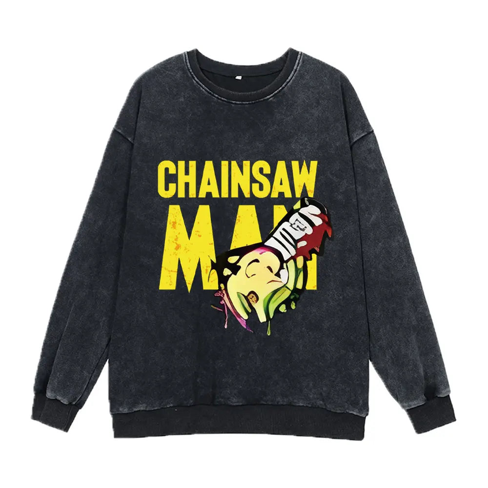 Chainsaw Man Washed Sweatshirt Black11