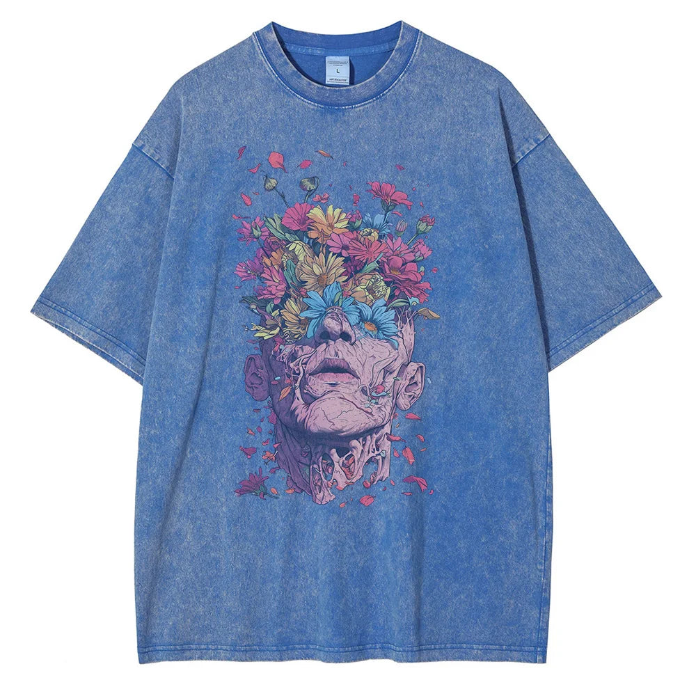 Anime Flowerboy Vintage Tshirt Blue