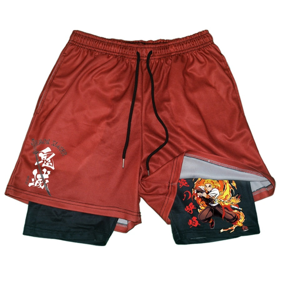 Demon Slayer double layered Shorts Red3