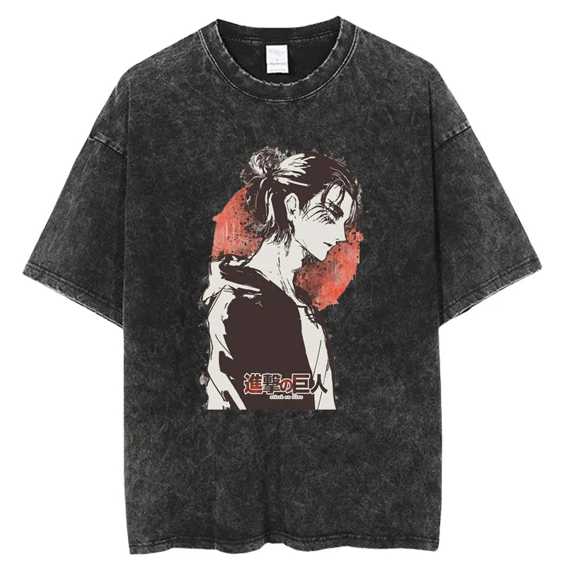 Shingeki no Kyojin Washed Anime T-Shirt Black18
