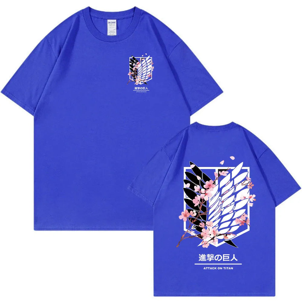 Anime Attack on Titan AOT Logo T-Shirt Blue