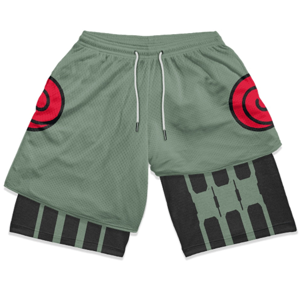 Naruto Print Double Mesh Shorts