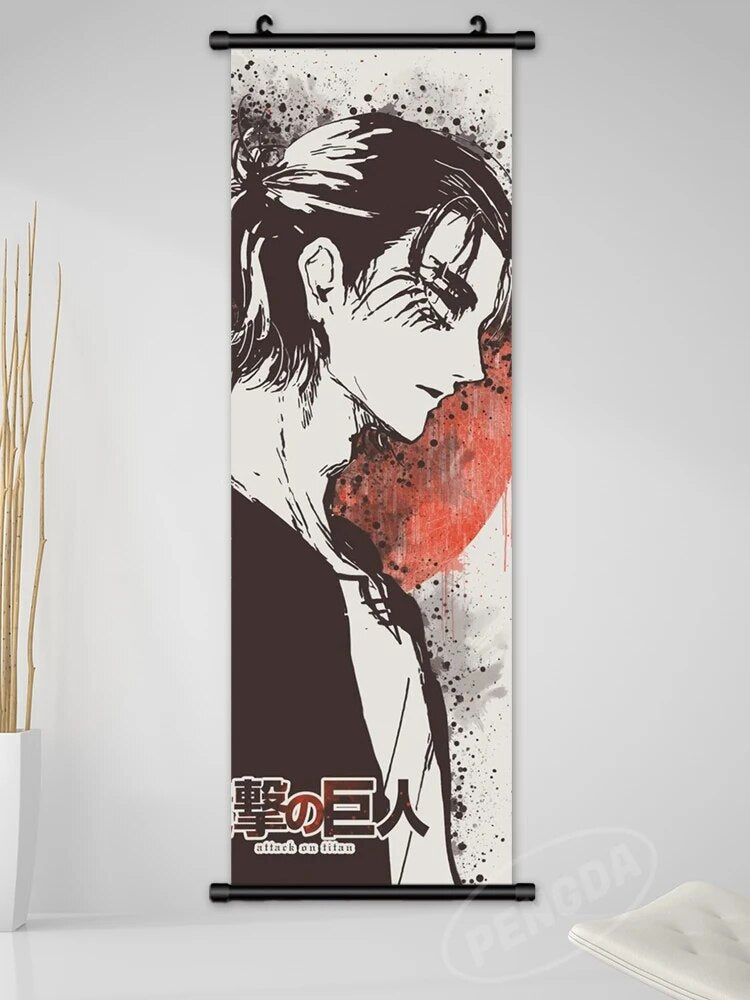 Attack On Titan Hanging Scrolls Poster Red