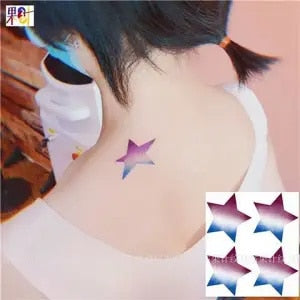 JoJo's Bizarre Adventure Star Temporary Tattoo Gradient blue purple one size