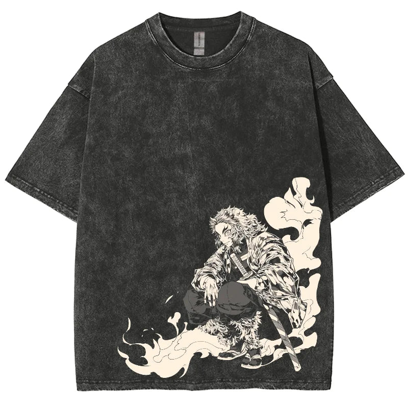 Demon Slayer Rengoku Kyoujurou Washed Tshirt