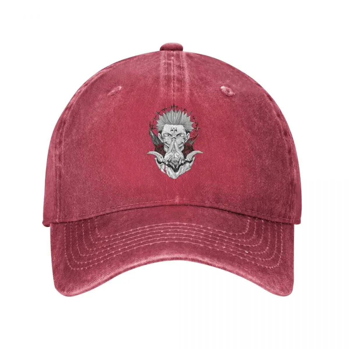 Jujutsu Kaisen Sukuna Denim Cap Red Adjustable