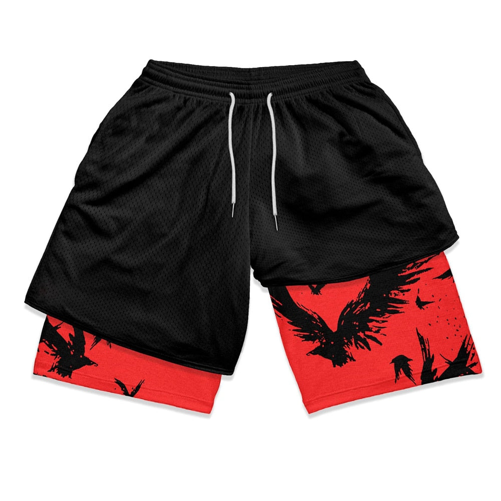 Naruto Print Double Mesh Shorts style4