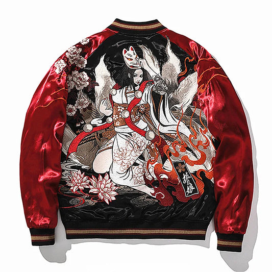 FoxDemon Embroidery Jacket Red