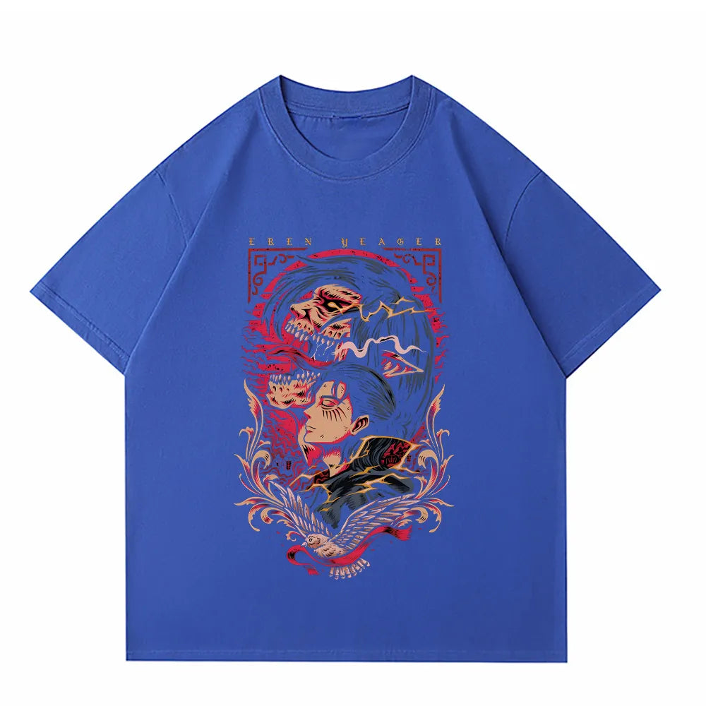 Shingeki no Kyojin Printed Anime T Shirt blue