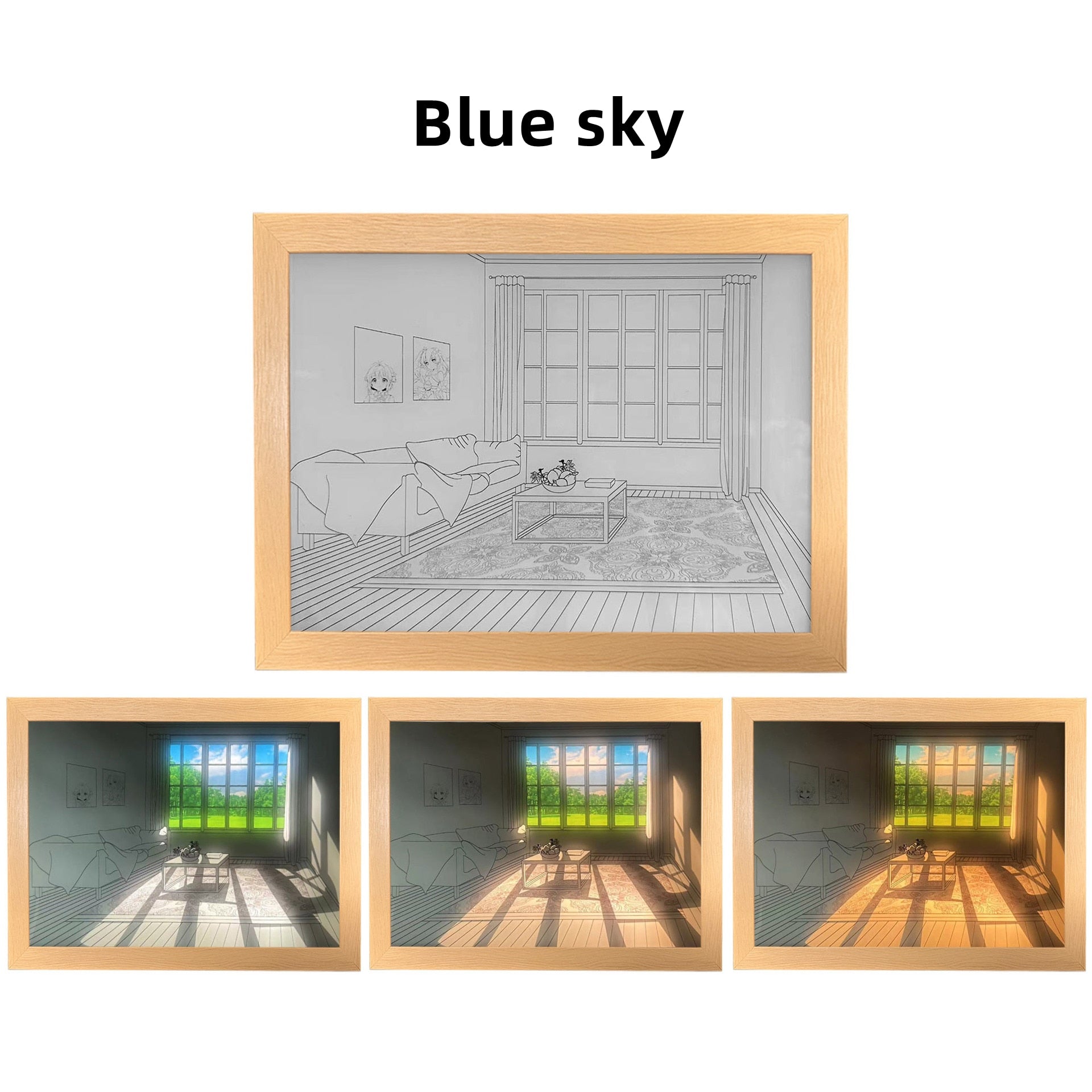 Anime Scene Led Light Painting Blue Sky