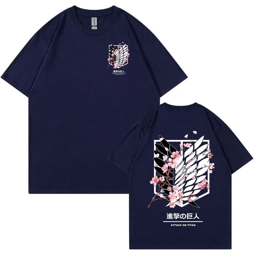 Anime Attack on Titan AOT Logo T-Shirt Navy blue