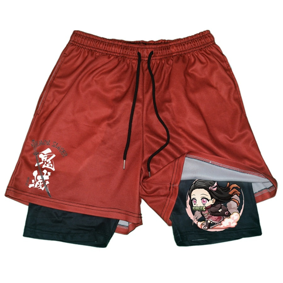 Demon Slayer double layered Shorts Red2