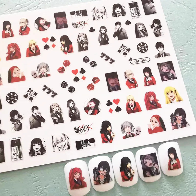 Kakegurui Design Anime Acrylic Nails Sticker Style 1