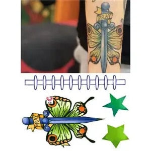 JoJo's Bizarre Adventure Star Temporary Tattoo butterfly2 one size