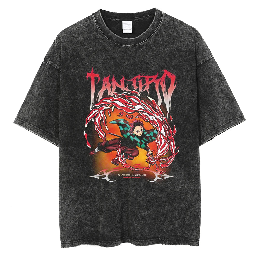 Demon Slayer Rengoku Vintage Tshirt Black 9
