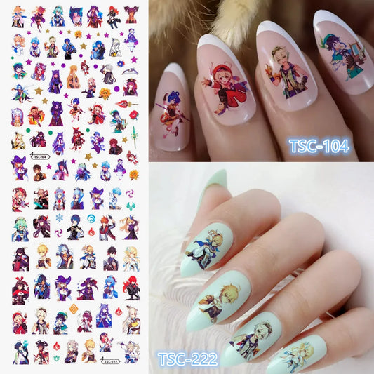 Genshin Impact Anime Acrylic Nails Sticker