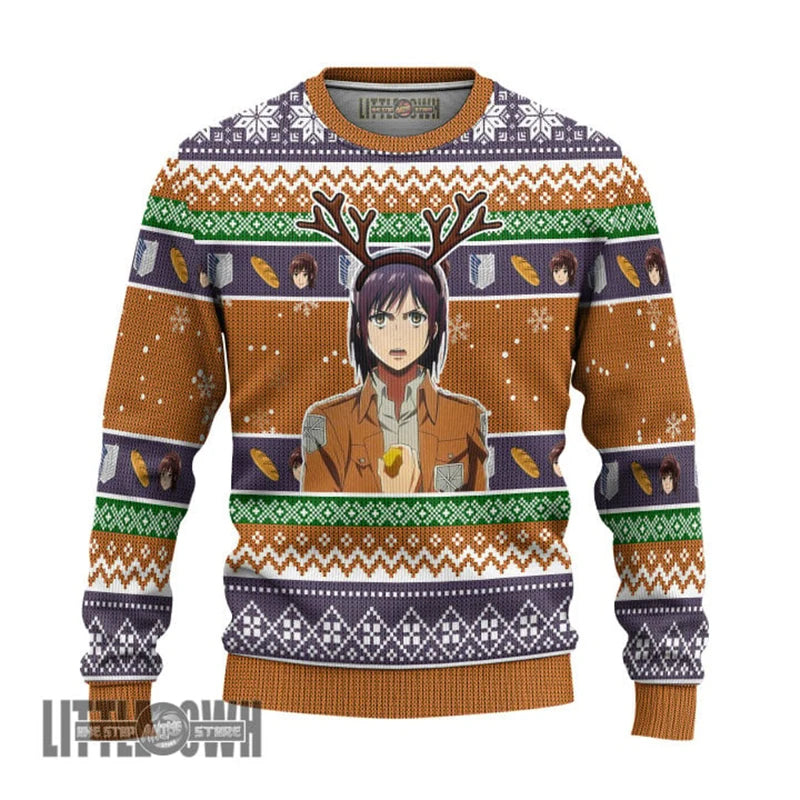 Attack On Titan Characters Ugly Sweater Orange