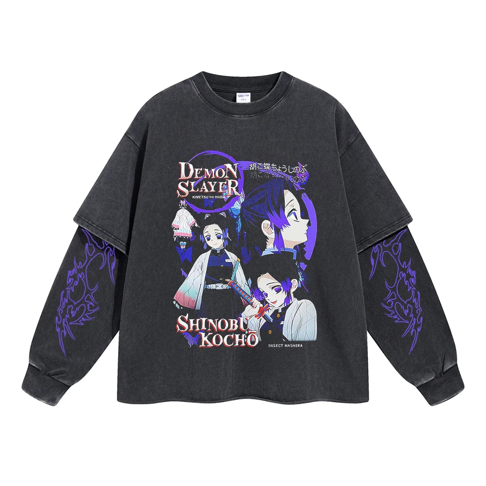 Kimetsu no Yaiba Anime Double Layer Sweatshirt Black 12