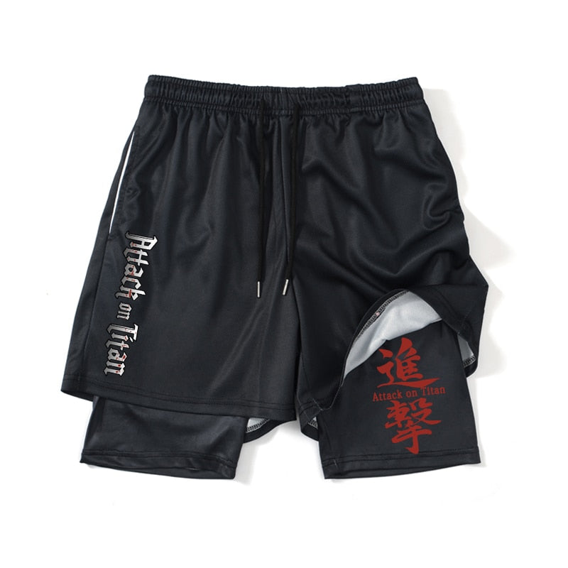 Attack on Titan Gym double layered Shorts Black5
