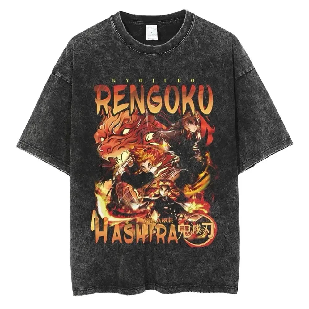 Demon Slayer Rengoku Vintage Tshirt Black 16