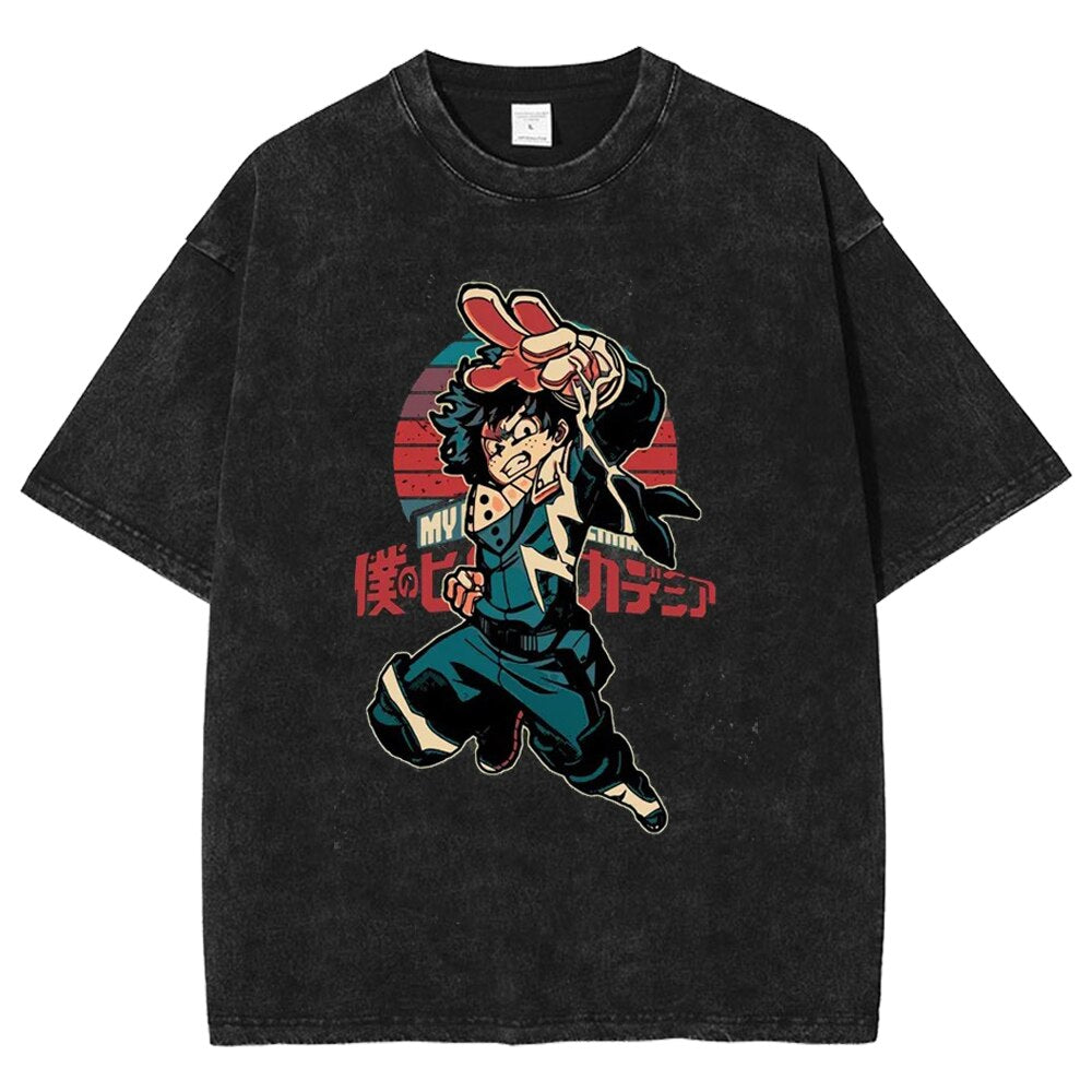 Boku no Hero Academia Vintage Washed T Shirt Black16