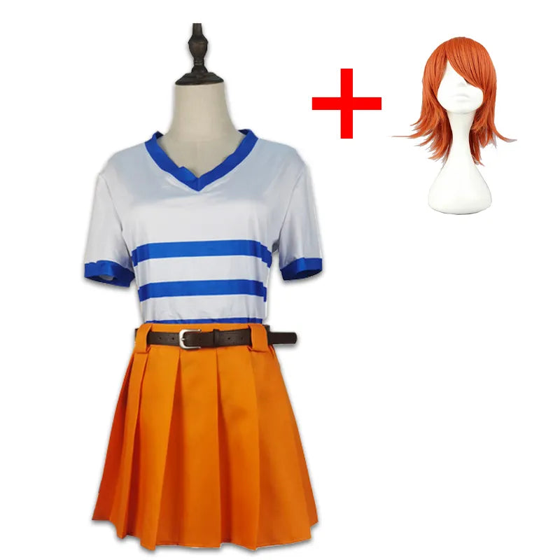One Piece Anime Nami Cosplay Costume costume and wig
